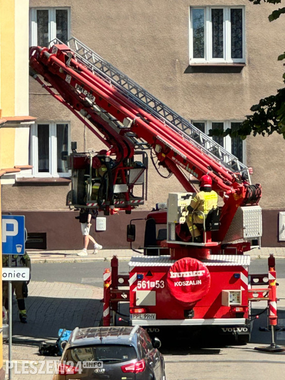 Straż pożarna w akcji przy pleszewskiej Farze