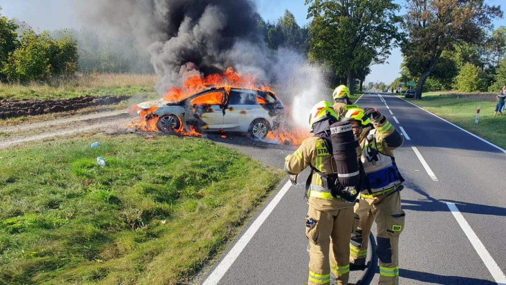 Pożar samochodu w Brudzewku