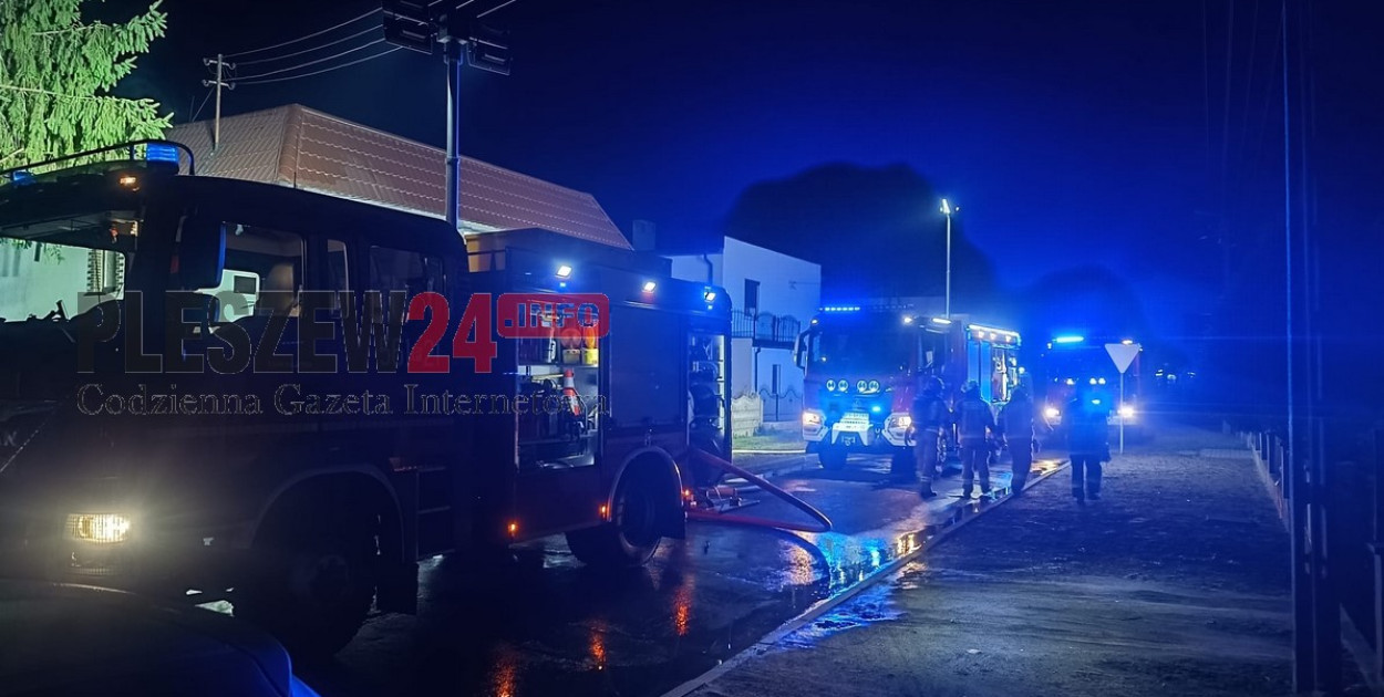 Nocny pożar w Pleszewie