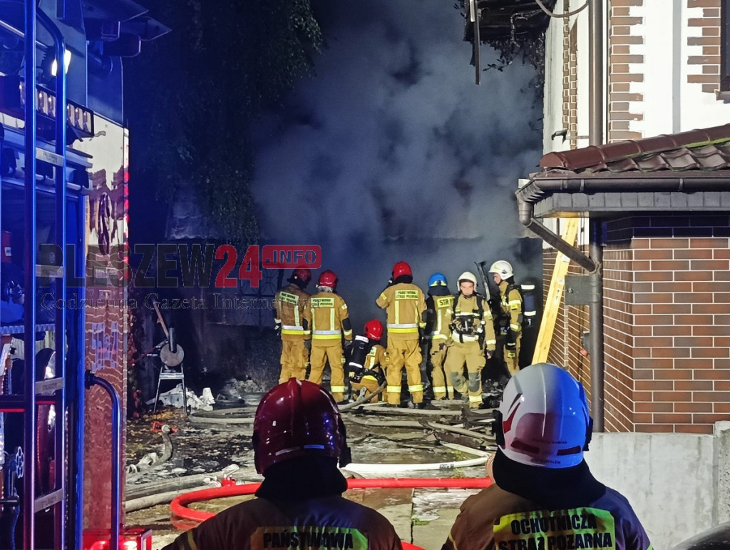 Nocny pożar w Pleszewie