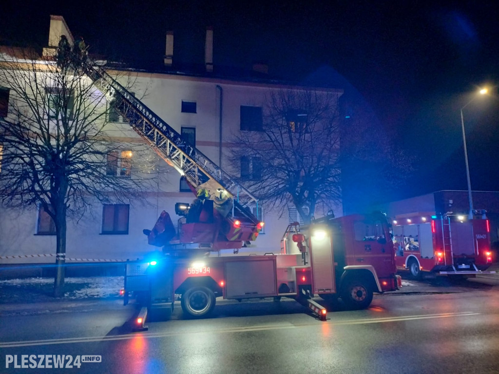 Wieczorna akcja strażaków w Pleszewie
