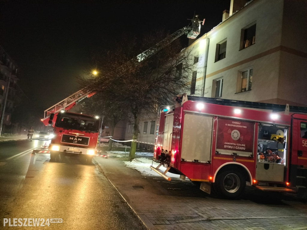 Wieczorna akcja strażaków w Pleszewie
