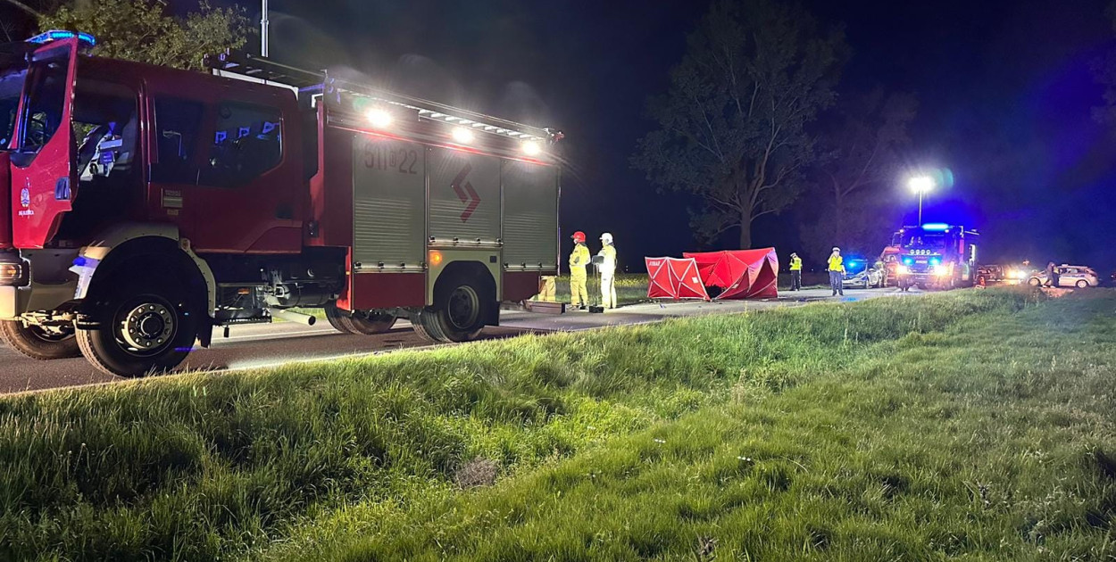 Motocykliści spłonęli. Fot. M.Nolbert / KP PSP w Oleśnicy