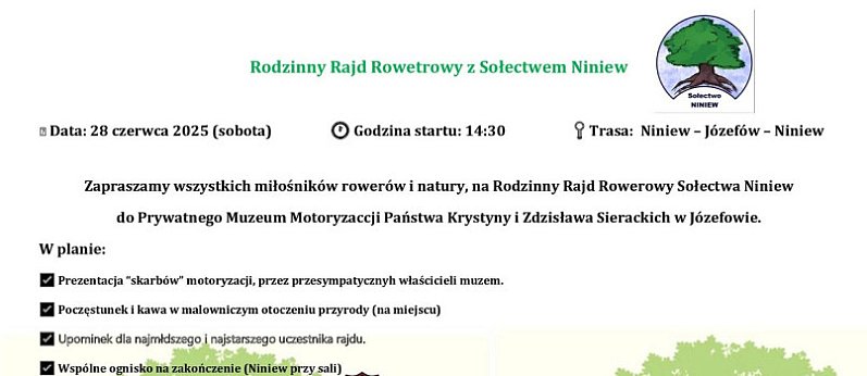 Rajd rowerowy z Sołectwem Niniew