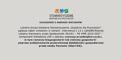 Lokalna Grupa Działania Stowarzyszenie „Wspólnie dla Przyszłości” ogłasza -13583