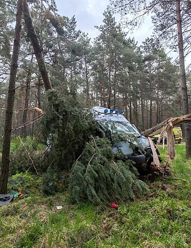 [Zdjęcia] Groźny wypadek w gminie Gizałki. Kierowca przewieziony do szpitala