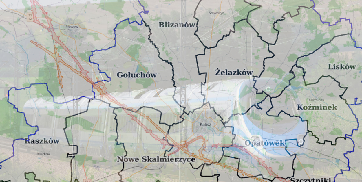 Gminy Gołuchów i Pleszew oraz miasto Kalisz przyblokowane przez CPK [mapa]